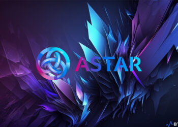 Astar Network logo with abstract background