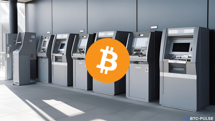 Graph showing the decline in global Bitcoin ATM numbers in 2023 against the backdrop of a thriving cryptocurrency market.