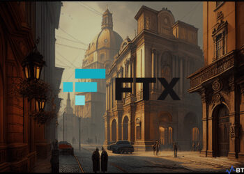 Illustration of a courtroom setting depicting FTX's legal case against ByBit over asset withdrawals and token scheme.