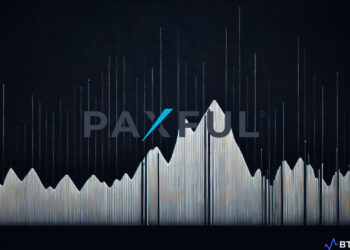 A graph line with the Paxful logo.