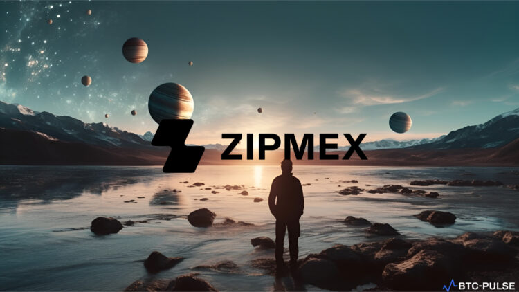 A modern office building with the Zipmex logo