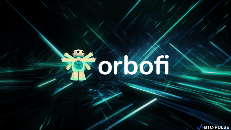 Orbofi AI logo with a background depicting AI-generated content