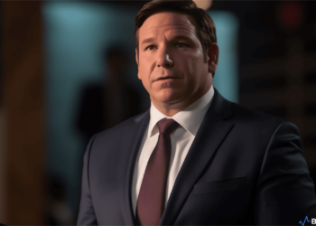 Ron DeSantis, with Elon Musk in a Twitter Space, discussing his presidential bid and cryptocurrency views.