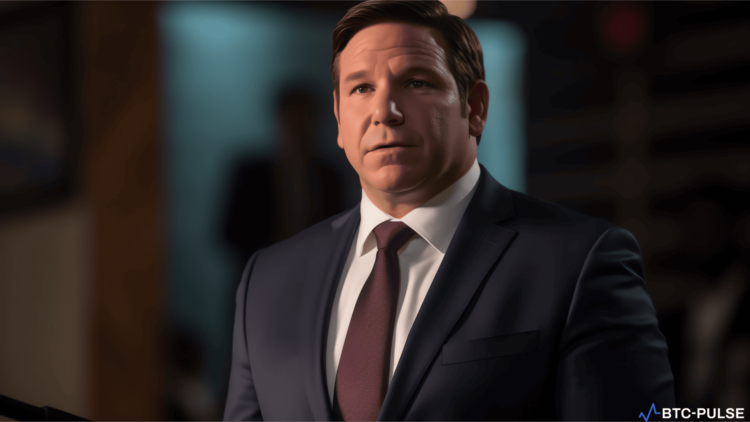 Ron DeSantis, with Elon Musk in a Twitter Space, discussing his presidential bid and cryptocurrency views.