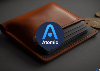 Digital icon representing Atomic Wallet under a magnifying glass, symbolizing scrutiny in the aftermath of a major hacking incident.