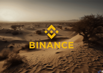 Binance Corporate Building with a Notice Indicating Withdrawal from Abu Dhabi License Application.