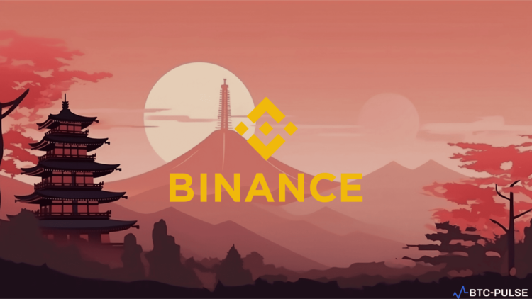 Binance building with Japan flag, representing the crypto exchange's re-entry into the Japanese market.