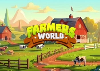 A panoramic view of the virtual farming lands in the expansive world of Farmers World.