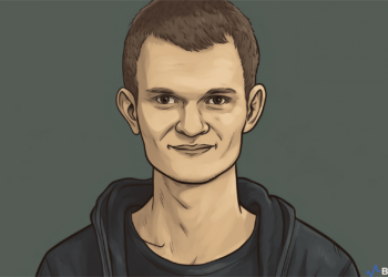 A photograph of Vitalik Buterin speaking at a conference before his X account was hacked.