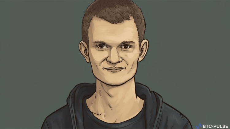 A photograph of Vitalik Buterin speaking at a conference before his X account was hacked.