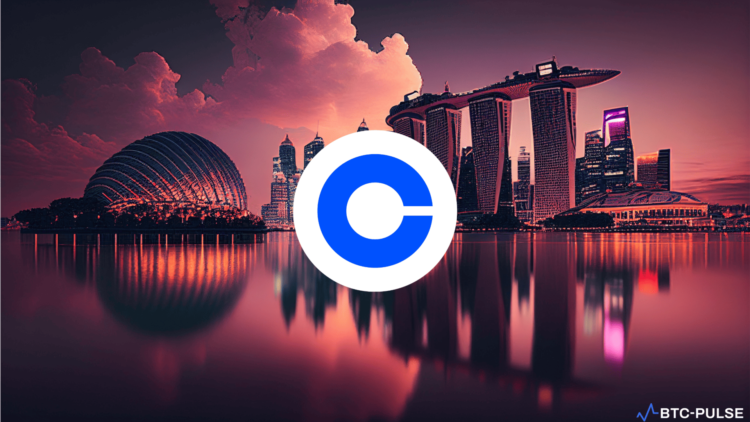 Coinbase's Singapore office illuminated against the cityscape, symbolizing its growing presence in the Asian market.