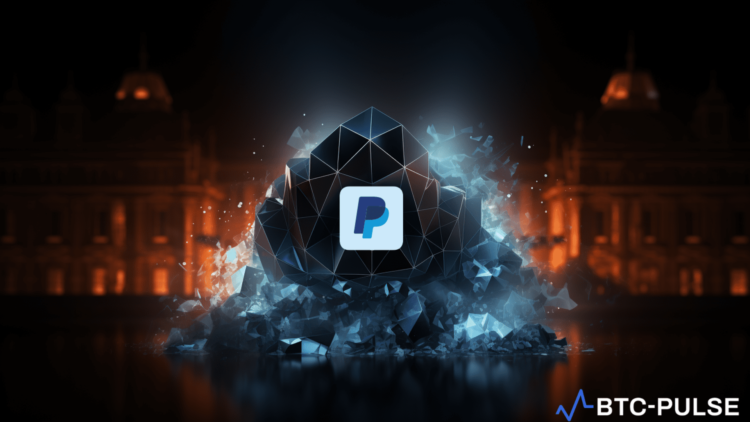 PayPal logo with Mesh cybersecurity elements, symbolizing the collaboration between PayPal Ventures and Mesh using PYUSD.