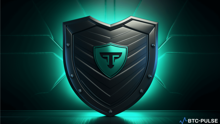 Trezor hardware wallet logo with a shield symbolizing security.