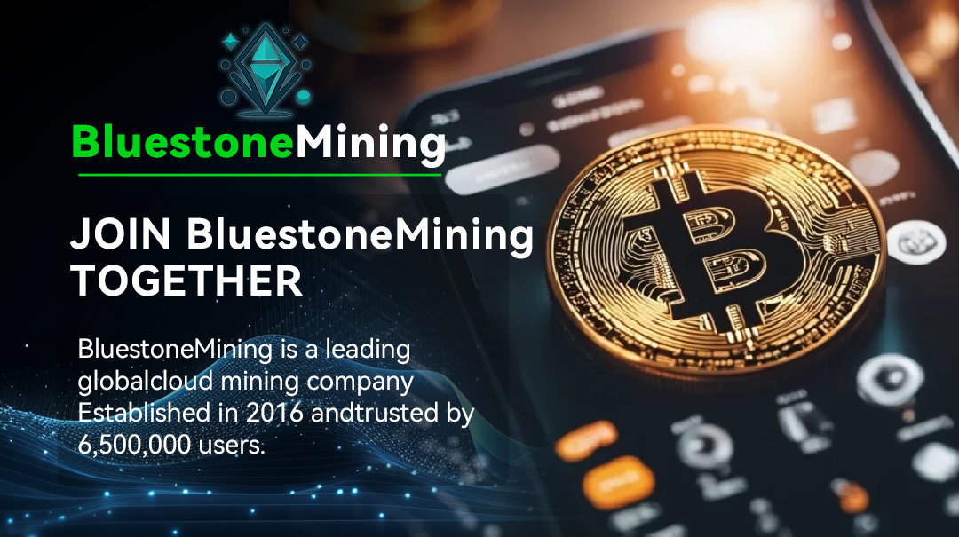 Infographic explaining the process of cloud mining with bluestonemining, illustrating the steps from choosing a provider to earning passive income and participating in an affiliate program.