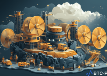 Illustration of BluestoneMining's cloud mining operations powered by renewable energy sources like solar and wind, highlighting the platform's commitment to eco-friendly and profitable cryptocurrency mining.