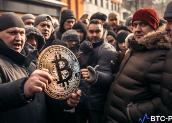 Clients protesting outside Beribit's Moscow office amid potential crypto exchange ban.