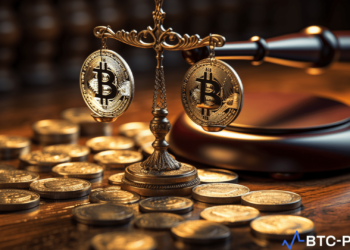 BitMEX a symbolic representation of legal scrutiny over cryptocurrency trading practices, featuring a gavel and digital currency symbols.