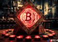 Bybit crypto exchange logo with a warning sign