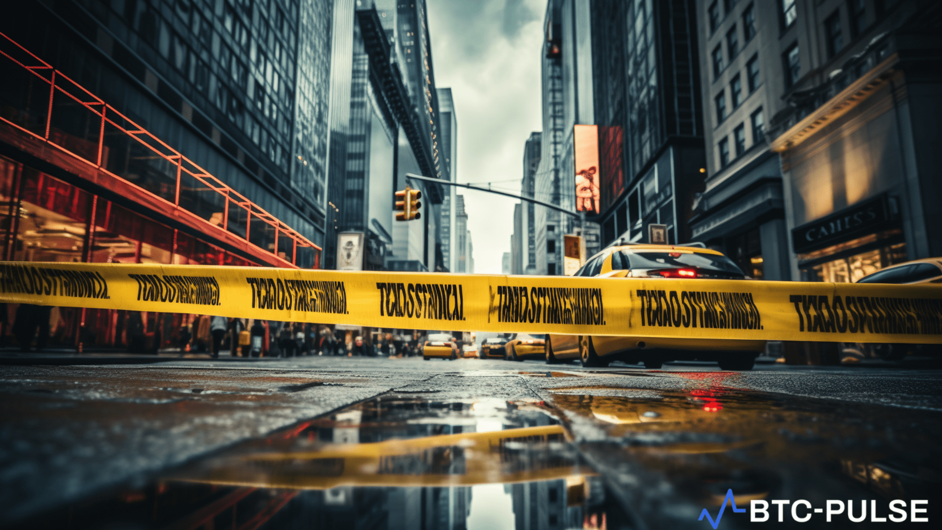 Image shows a Wall Street sign with overlaid caution tape, symbolizing regulatory scrutiny.