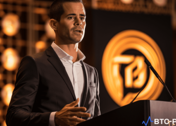 Roger Ver delivering a speech on cryptocurrency freedom at the TOKEN2049 conference in Dubai.