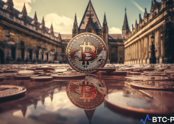 London Stock Exchange with Bitcoin and Ethereum logos