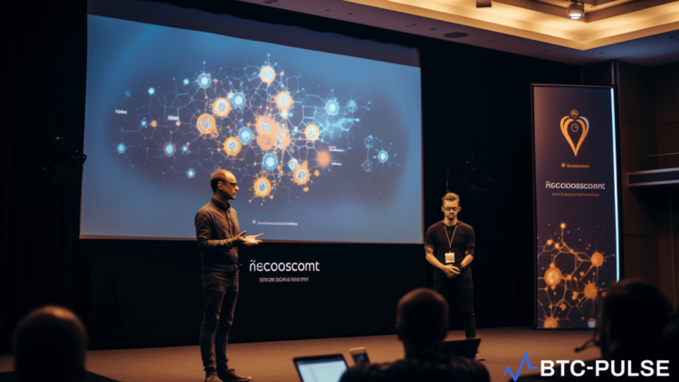 Supra team presenting Moonshot consensus mechanism at a blockchain conference.
