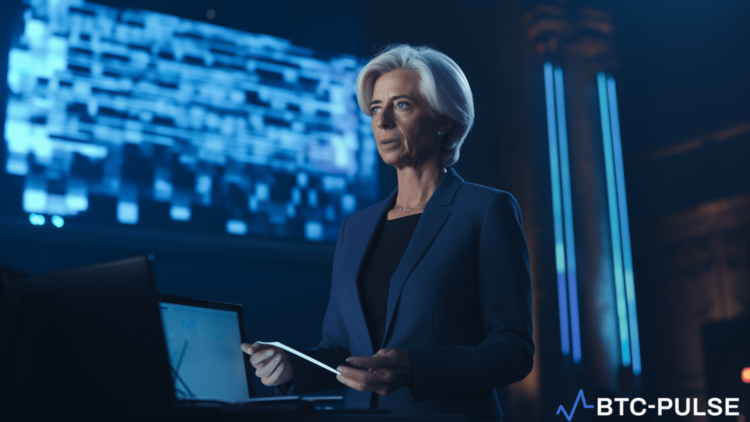 ECB President Christine Lagarde speaking about the potential launch of a digital euro before her term ends in 2027.