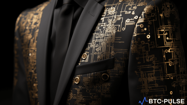 NFC chip embedded in a luxury fashion garment for digital authenticity.