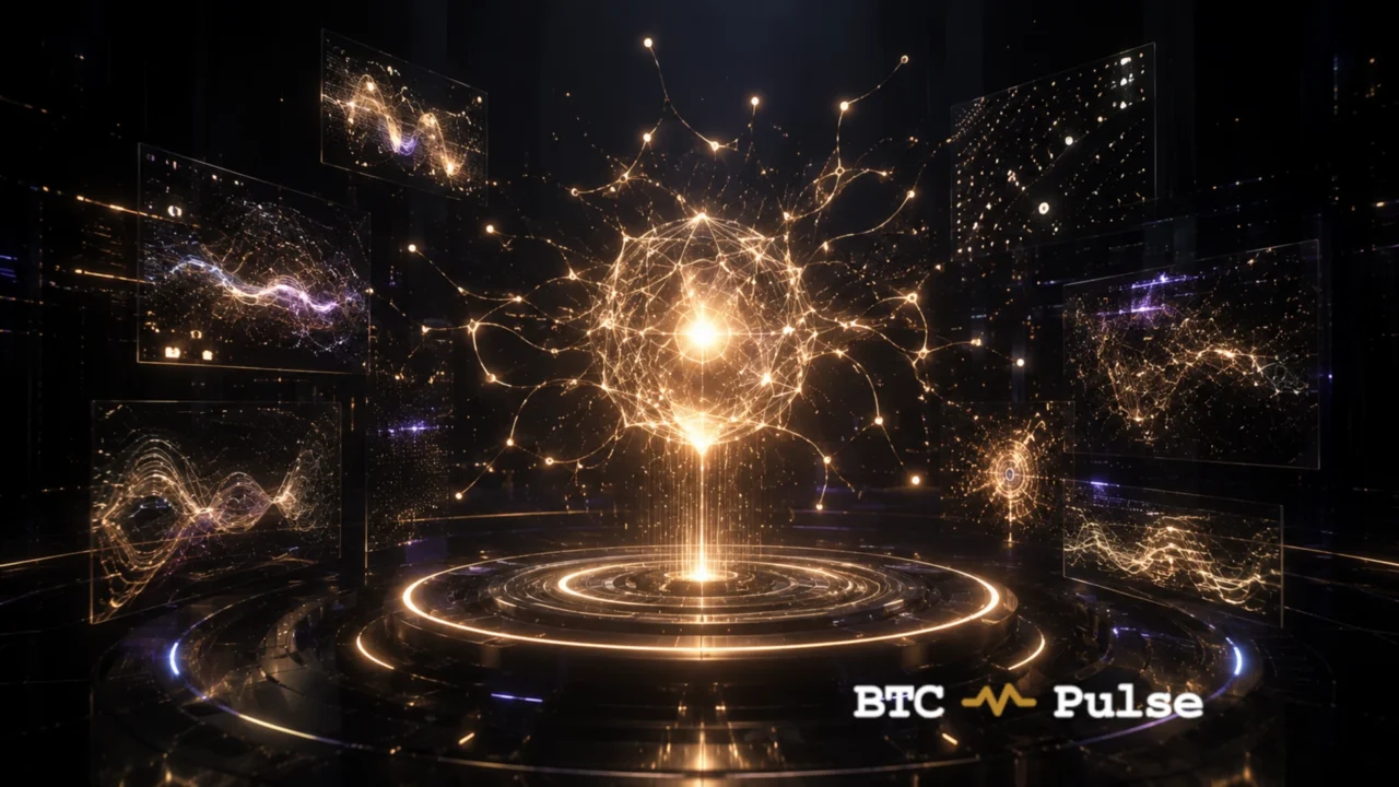 Conceptual identity network illustrated as a luminous sphere of connected nodes.